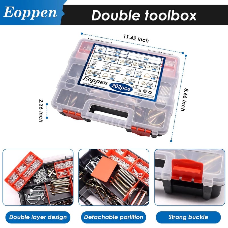 Eoppen 202Pcs Hitch Pins Clip Pins Assortment Kit, Heavy Duty Tractor Pins Linch Pins PTO Pins Tractor Accessories for Trailers, Tractors, Trucks, Lawn Mower - Image 3